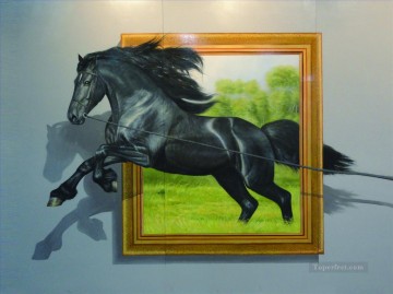 horse cats Painting - horse out of frame 3D